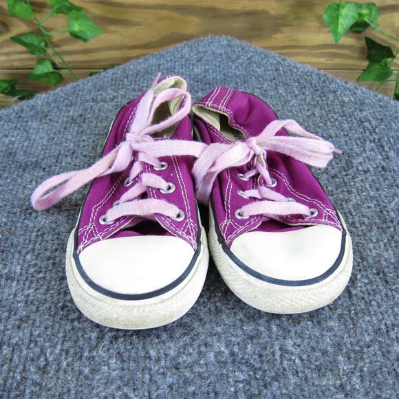 Converse Girls Sneaker‎ Low Top Sz T 9 Medium Purple Fabric Lace Up - Picture 2 of 5